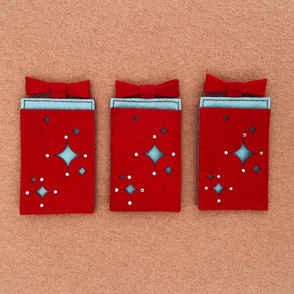 STARBUCKS RARE EMBELLISHED CUT OUT FELT GIFT CARD HOLDERS - SET OF 3 - NEW! - Picture 4 of 12